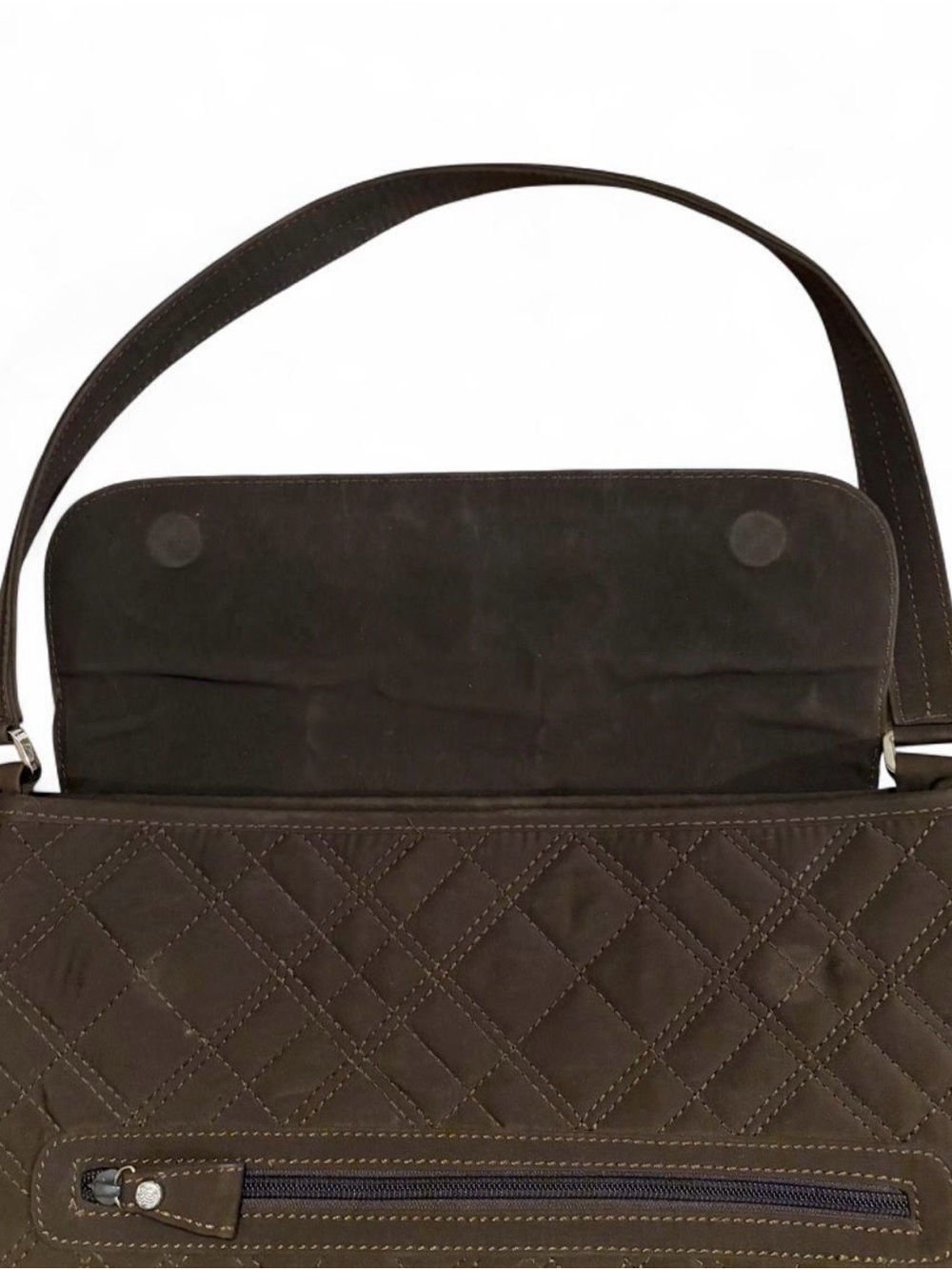 Vera Bradley Espresso Brown quilted shoulder bag with diamond stitching - Picture 5 of 8